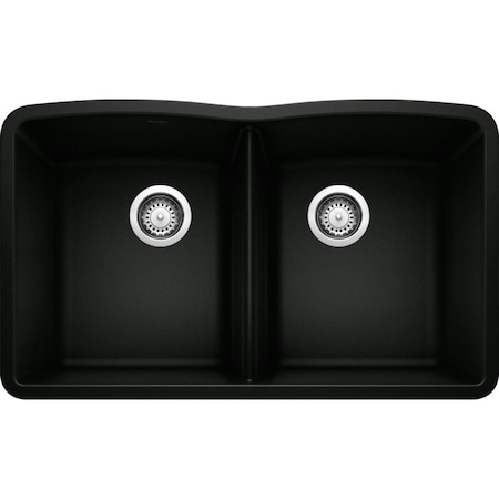 Blanco Diamond Silgranit 50/50 Double Bowl Undermount Kitchen Sink - Coal Black 442913
